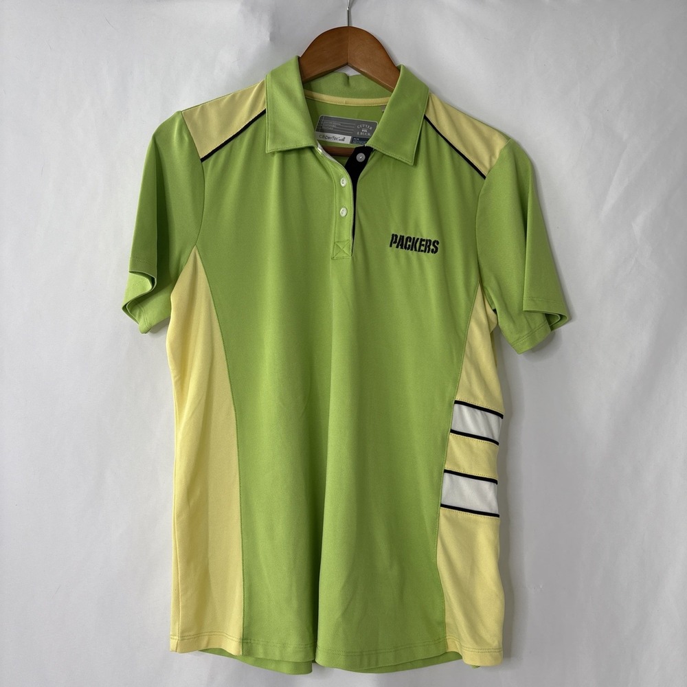 Green Bay Packers Cutter & Buck Womens M Lime Green Short Sleeve Polo Dry Tec